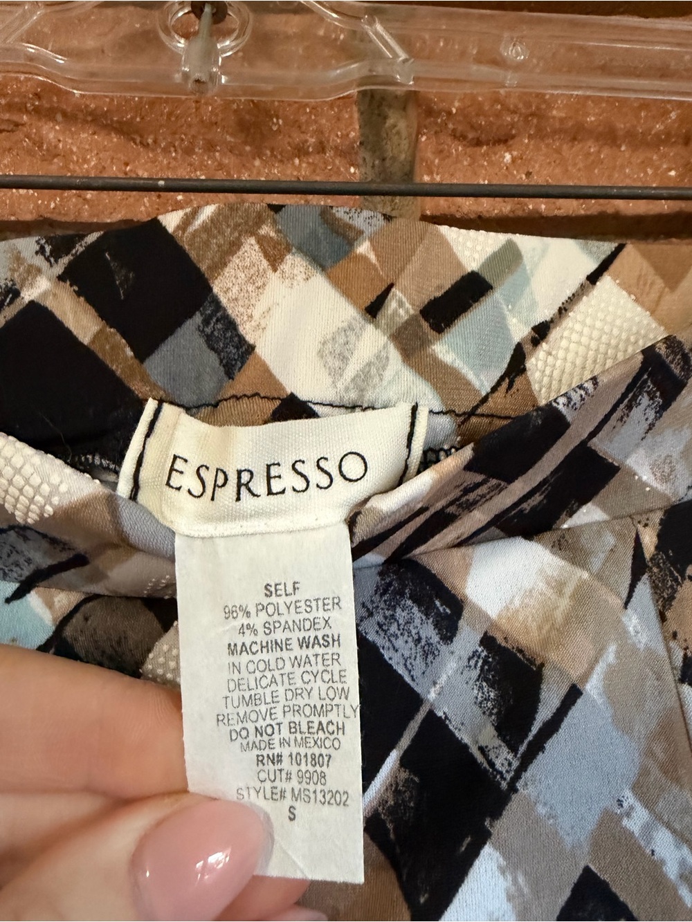 Espresso Geometric A-Line Midi Skirt in Black, Brown & Light Blue - Picture 3 of 4